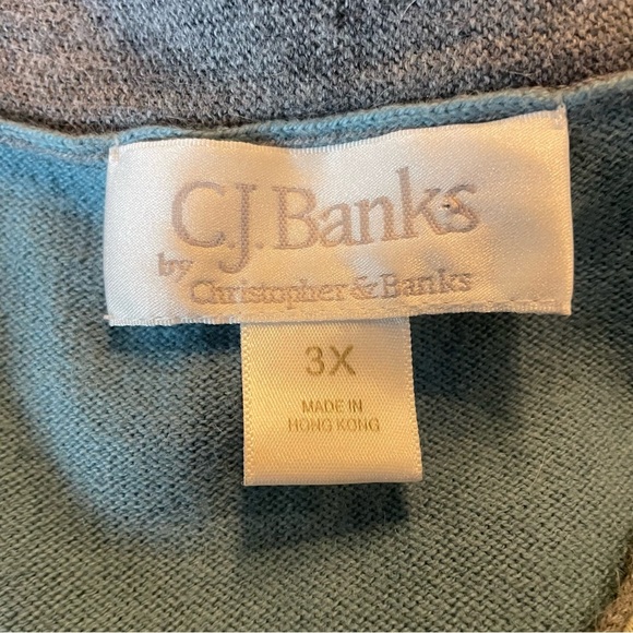 C.J. Banks women’s v-neck sweater/top blue/ green/gray size 3X - Picture 6 of 8